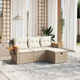 Garden sofa set with cushions 4 pieces beige synthetic rattan by , Garden sets - Ref: Foro24-3265489, Price: 328,65 €, Discou...