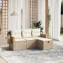 Garden sofa set with cushions 4 pieces beige synthetic rattan by , Garden sets - Ref: Foro24-3265489, Price: 328,65 €, Discou...