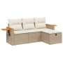 Gartensofa-Set mit Kissen, 4-teilig, beiges synthetisches Rattan von , Gartensets - Ref: Foro24-3265489, Preis: 321,30 €, Rab...