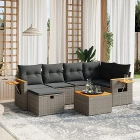 7-teiliges Gartensofa-Set mit grauen PE-Rattan-Kissen. von , Gartensets - Ref: Foro24-3265526, Preis: 420,35 €, Rabatt: %