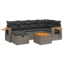 Set de sofás de jardín 7 piezas con cojines ratán PE gris by , Garden sets - Ref: Foro24-3265526, Price: 412,92 €, Discount: %