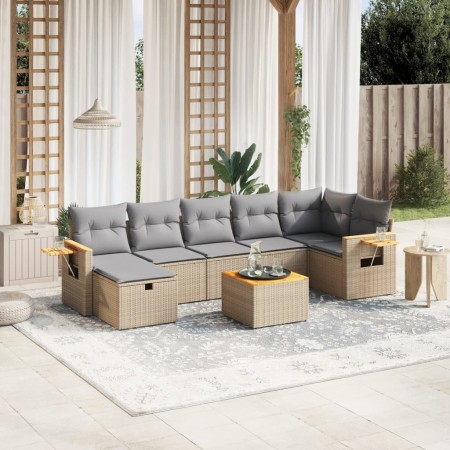 Gartensofa-Set mit beigem Kissenmix, 8-teilig aus PE-Rattan von , Gartensets - Ref: Foro24-3265539, Preis: 487,21 €, Rabatt: %