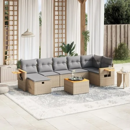 Gartensofa-Set mit beigem Kissenmix, 8-teilig aus PE-Rattan von , Gartensets - Ref: Foro24-3265539, Preis: 498,13 €, Rabatt: %
