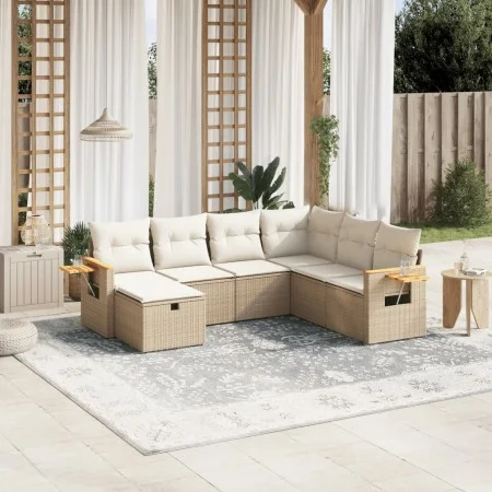 7-piece garden sofa set and beige synthetic rattan cushions by , Garden sets - Ref: Foro24-3265545, Price: 515,27 €, Discount: %