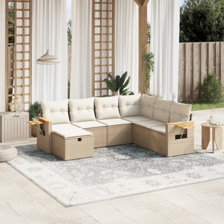7-teiliges Gartensofa-Set und beigefarbene synthetische Rattankissen von , Gartensets - Ref: Foro24-3265545, Preis: 514,20 €,...