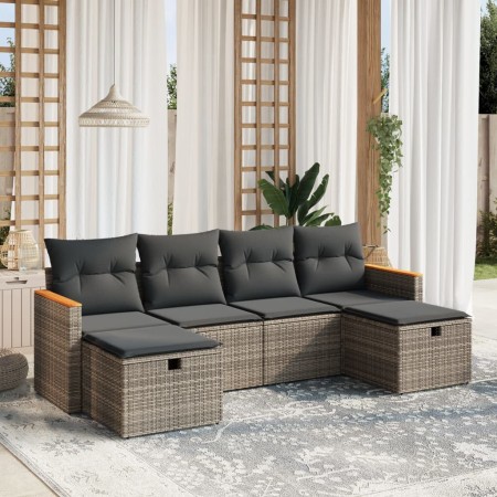 6-teiliges Gartenmöbel-Set und graue synthetische Rattankissen von , Gartensets - Ref: Foro24-3265344, Preis: 321,15 €, Rabat...