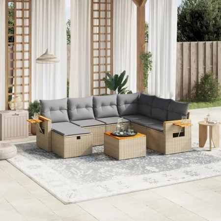 Garden sofa set with beige cushions mix 8 pieces PE rattan by , Garden sets - Ref: Foro24-3265553, Price: 498,13 €, Discount: %