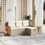 Garden sofa set with cushions 4 pieces beige synthetic rattan by , Garden sets - Ref: Foro24-3265706, Price: 285,75 €, Discou...