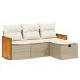 Garden sofa set with cushions 4 pieces beige synthetic rattan by , Garden sets - Ref: Foro24-3265706, Price: 285,75 €, Discou...