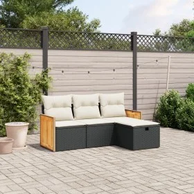 4-piece garden sofa set with black synthetic rattan cushions by , Garden sets - Ref: Foro24-3265704, Price: 242,22 €, Discoun...