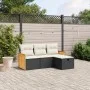 4-teilige Gartensofagarnitur mit schwarzen synthetischen Rattankissen von , Gartensets - Ref: Foro24-3265704, Preis: 242,22 €...