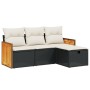 4-piece garden sofa set with black synthetic rattan cushions by , Garden sets - Ref: Foro24-3265704, Price: 235,90 €, Discoun...