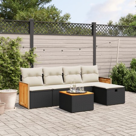 6-piece garden sofa set and black synthetic rattan cushions by , Garden sets - Ref: Foro24-3265725, Price: 327,84 €, Discount: %