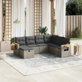 7-teiliges Gartensofa-Set mit grauen PE-Rattan-Kissen von , Gartensets - Ref: Foro24-3265547, Preis: 429,84 €, Rabatt: %