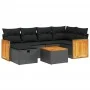 Set de comedor de jardín 7 pzas y cojines ratán sintético negro by , Garden sets - Ref: Foro24-3265738, Price: 429,08 €, Disc...