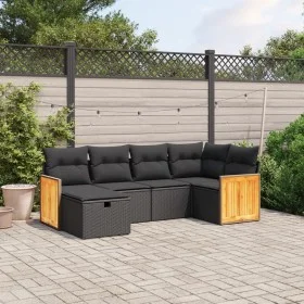 6-piece garden sofa set and black synthetic rattan cushions by , Garden sets - Ref: Foro24-3265731, Price: 394,48 €, Discount: %
