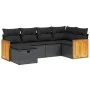 6-teiliges Gartensofa-Set und schwarze synthetische Rattankissen von , Gartensets - Ref: Foro24-3265731, Preis: 394,19 €, Rab...