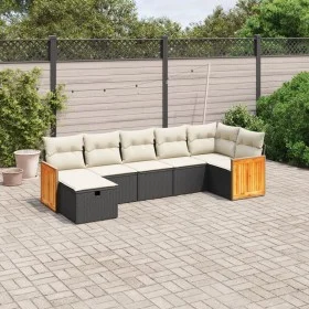 7-piece garden dining set and black synthetic rattan cushions by , Garden sets - Ref: Foro24-3265746, Price: 419,17 €, Discou...
