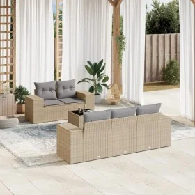Garden sofa set with cushions 6 pieces beige synthetic rattan by , Modular outdoor sofas - Ref: Foro24-3222298, Price: 446,44...