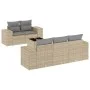 Garden sofa set with cushions 6 pieces beige synthetic rattan by , Modular outdoor sofas - Ref: Foro24-3222298, Price: 446,44...