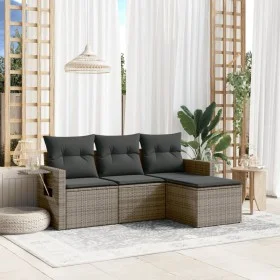 4-piece garden sofa set and gray synthetic rattan cushions by , Garden sets - Ref: Foro24-3220069, Price: 240,29 €, Discount: %
