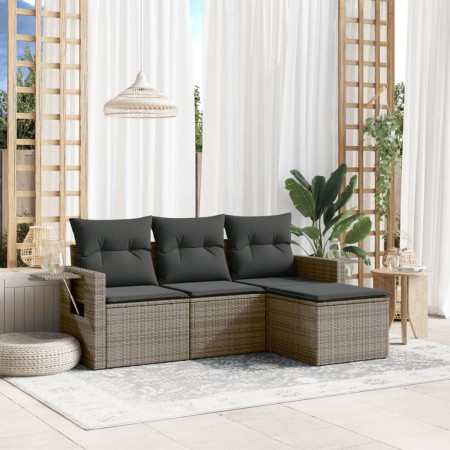 4-piece garden sofa set and gray synthetic rattan cushions by , Garden sets - Ref: Foro24-3220069, Price: 239,70 €, Discount: %