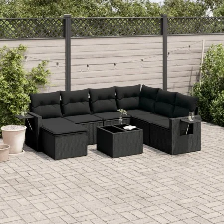8-teiliges Gartensofa-Set und schwarze synthetische Rattankissen von , Gartensets - Ref: Foro24-3220504, Preis: 517,46 €, Rab...