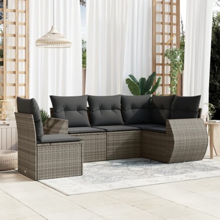 Garden sofa set with cushions 5 pieces gray synthetic rattan by , Garden sets - Ref: Foro24-3221369, Price: 337,09 €, Discoun...