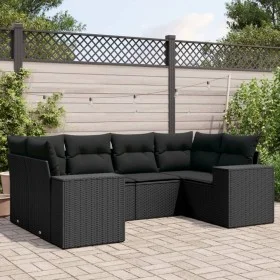 6-piece garden sofa set and black synthetic rattan cushions by , Garden sets - Ref: Foro24-3222974, Price: 455,49 €, Discount: %