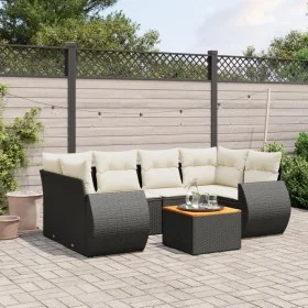 7-piece garden dining set and black synthetic rattan cushions by , Garden sets - Ref: Foro24-3224901, Price: 452,88 €, Discou...