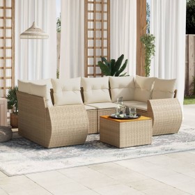 7-piece garden sofa set and beige synthetic rattan cushions by , Garden sets - Ref: Foro24-3224903, Price: 502,84 €, Discount: %