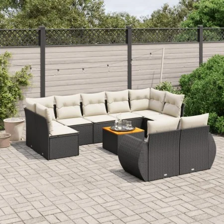 Garden sofa set 10 pieces with black synthetic rattan cushions by , Garden sets - Ref: Foro24-3225153, Price: 595,42 €, Disco...