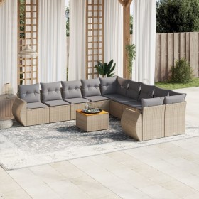 Set de sofás de jardín 11pzas con cojines ratán sintético beige de , Conjuntos de jardín - Ref: Foro24-3225198, Precio: 690,0...