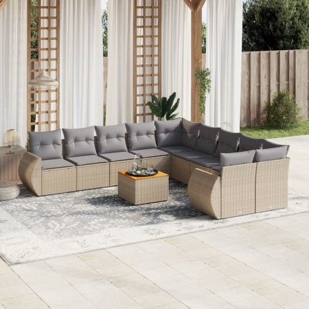 11-teiliges Gartensofa-Set mit beigen synthetischen Rattankissen von , Gartensets - Ref: Foro24-3225198, Preis: 690,09 €, Rab...