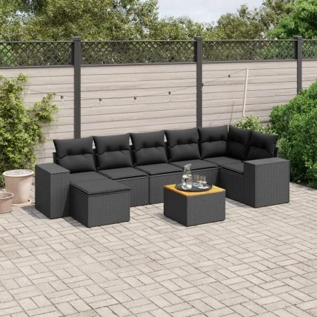 8-teiliges Gartensofa-Set und schwarze synthetische Rattankissen von , Gartensets - Ref: Foro24-3225551, Preis: 538,28 €, Rab...