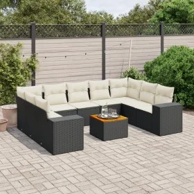 Garden sofa set 10 pieces with black synthetic rattan cushions by , Garden sets - Ref: Foro24-3225587, Price: 591,12 €, Disco...