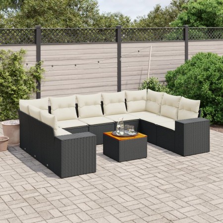 Gartensofa-Set 10-teilig mit schwarzen synthetischen Rattankissen von , Gartensets - Ref: Foro24-3225587, Preis: 553,05 €, Ra...