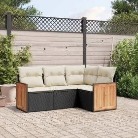 4-piece garden sofa set with black synthetic rattan cushions by , Garden sets - Ref: Foro24-3227610, Price: 271,78 €, Discoun...