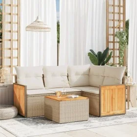 Garden sofa set with cushions 5 pieces beige synthetic rattan by , Garden sets - Ref: Foro24-3227619, Price: 365,11 €, Discou...
