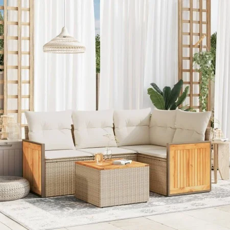 Garden sofa set with cushions 5 pieces beige synthetic rattan by , Garden sets - Ref: Foro24-3227619, Price: 365,11 €, Discou...