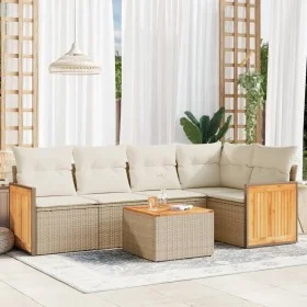 Garden sofa set with cushions 6 pieces beige synthetic rattan by , Garden sets - Ref: Foro24-3227633, Price: 421,46 €, Discou...