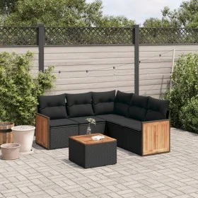6-piece garden sofa set and black synthetic rattan cushions by , Garden sets - Ref: Foro24-3227644, Price: 382,76 €, Discount: %