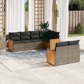 7-teiliges Gartensofa-Set mit grauen PE-Rattan-Kissen von , Gartensets - Ref: Foro24-3227824, Preis: 469,78 €, Rabatt: %