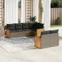 7-teiliges Gartensofa-Set mit grauen PE-Rattan-Kissen von , Gartensets - Ref: Foro24-3227824, Preis: 487,01 €, Rabatt: %