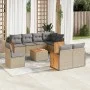 9-teiliges Gartensofa-Set mit beigen synthetischen Rattankissen von , Gartensets - Ref: Foro24-3227851, Preis: 607,60 €, Raba...