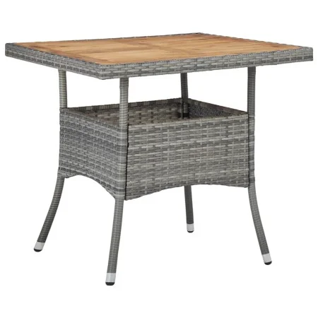 Synthetic rattan dining table for garden with gray acacia wood by vidaXL, Garden tables - Ref: Foro24-46172, Price: 129,93 €,...