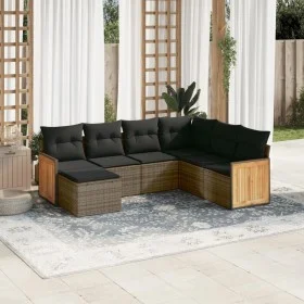 7-teiliges Gartensofa-Set mit grauen PE-Rattan-Kissen von , Gartensets - Ref: Foro24-3227887, Preis: 425,47 €, Rabatt: %