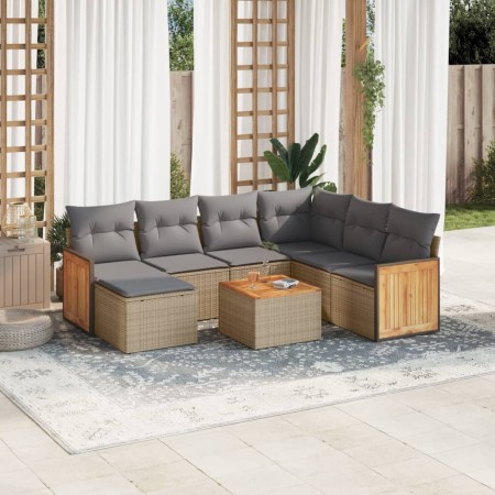 Garden sofa set with beige cushions 8 pcs PE rattan by , Garden sets - Ref: Foro24-3227893, Price: 460,53 €, Discount: %