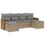 Garden sofa set with cushions 6 pieces beige synthetic rattan by , Garden sets - Ref: Foro24-3227900, Price: 358,40 €, Discou...