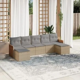 7-piece garden sofa set and beige synthetic rattan cushions by , Garden sets - Ref: Foro24-3227914, Price: 404,06 €, Discount: %